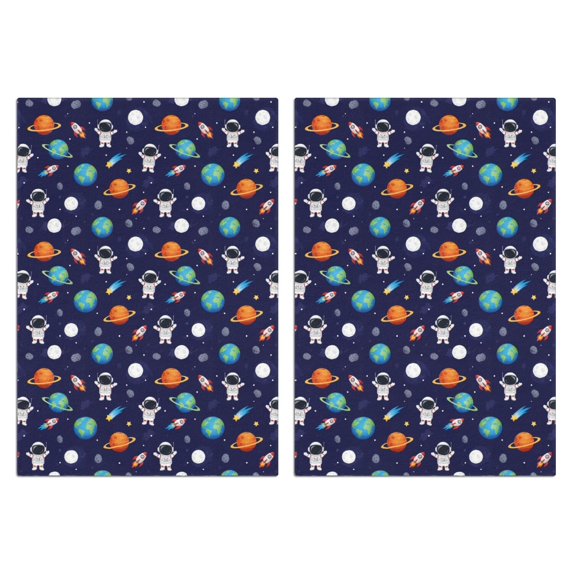 2 Pcs Astronaut and Earth Blue Pattern Funny Kitchen Towels, Microfiber Dish Towels, Kitchen Tea Towels Set 18" X 26"