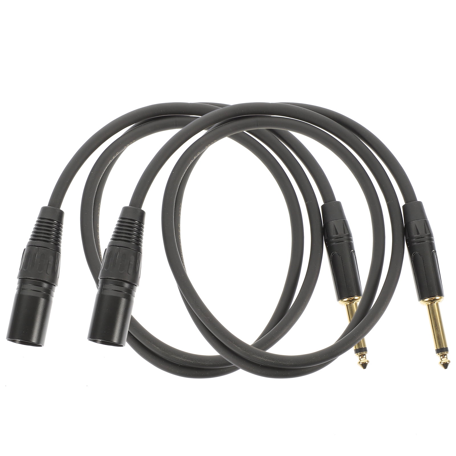 2 Pcs Audio Cable Amp Headphone Adapter Patch Cord Bass Guitar