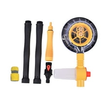 2 Pcs Auto Rotating Car Wash Brush with Foam Sprayer & Detachable Long Handle - High Pressure Garden Hose Nozzle for Vehicle Roof Tires Windows