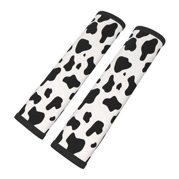 2 Pcs Auto Seat Belt Cover Soft Car Seatbelt Cover Automotive Seat Belt Cushion Pad Cover Shoulder Pad Backpack Shoulder Pad Simple Cow Print Pattern, Vector Art Style_1