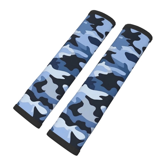 2 Pcs Auto Seat Belt Cover Soft Car Seatbelt Cover Automotive Seat Belt Cushion Pad Cover Shoulder Pad Backpack Shoulder Pad Vector Camouflage Pattern Blue_4