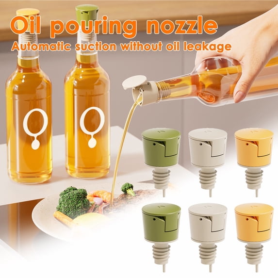 2 Pcs Automatic Opening and Closing Oil Dispenser Nozzle, for Kitchen Jars, Sauces, and Household Seasoning Bottles, Green, by IHXORA