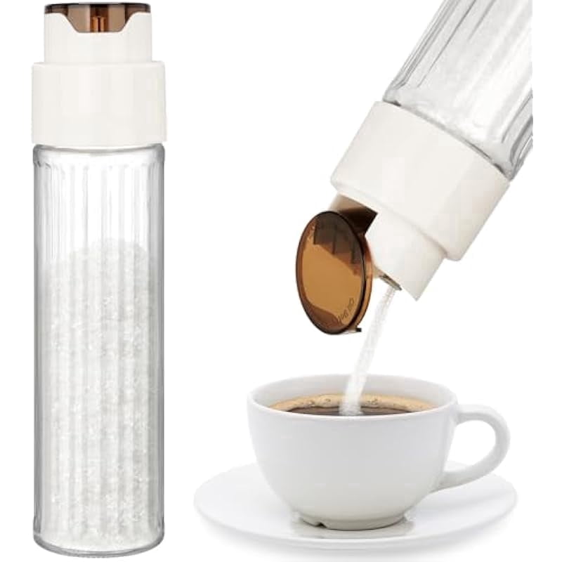 2 Pcs Automatic Pouring Oil Dispenser, 17 fl oz Large Capacity Glass Bottle with Leakproof Dustproof Lid, Glass Container for Kitchen Cooking, Coffee Creamer, Syrup