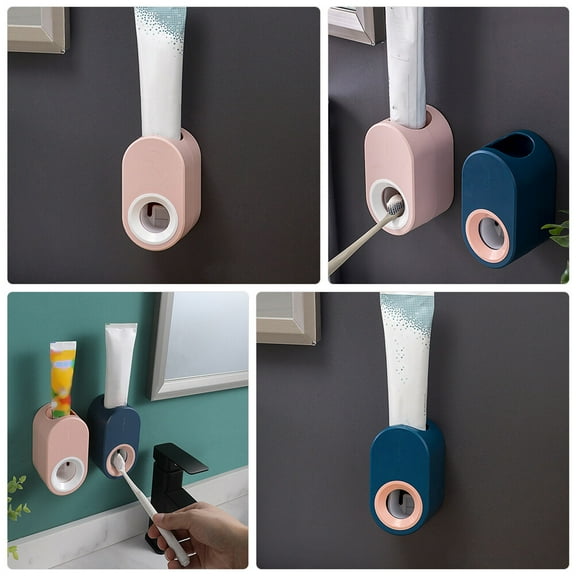 2 Pcs Automatic Toothpaste Squeezer for Kid Toothbrush Organizer Holder Bathroom Dispensers Wall-mounted Child