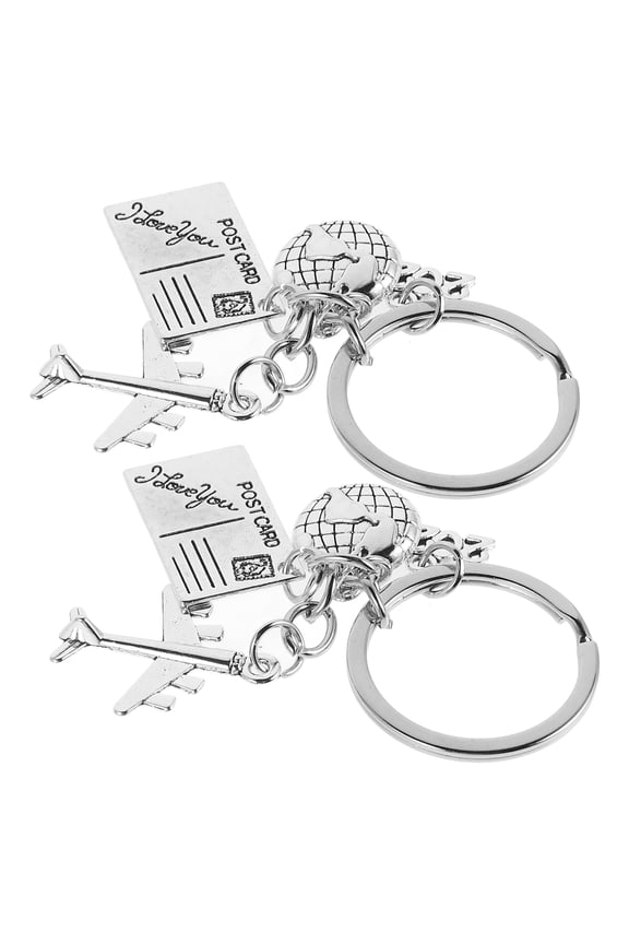 Airplane Keychain Zinc Alloy 2Pcs 3.2X1.2X0.4In