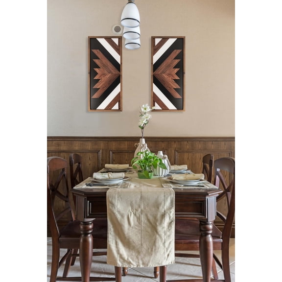 2 Pcs Aztec Wall Decor, 20.9in Wooden Western Wall Art, Southwestern American Boho Bathroom Bedroom Living Room Rustic Home Decoration