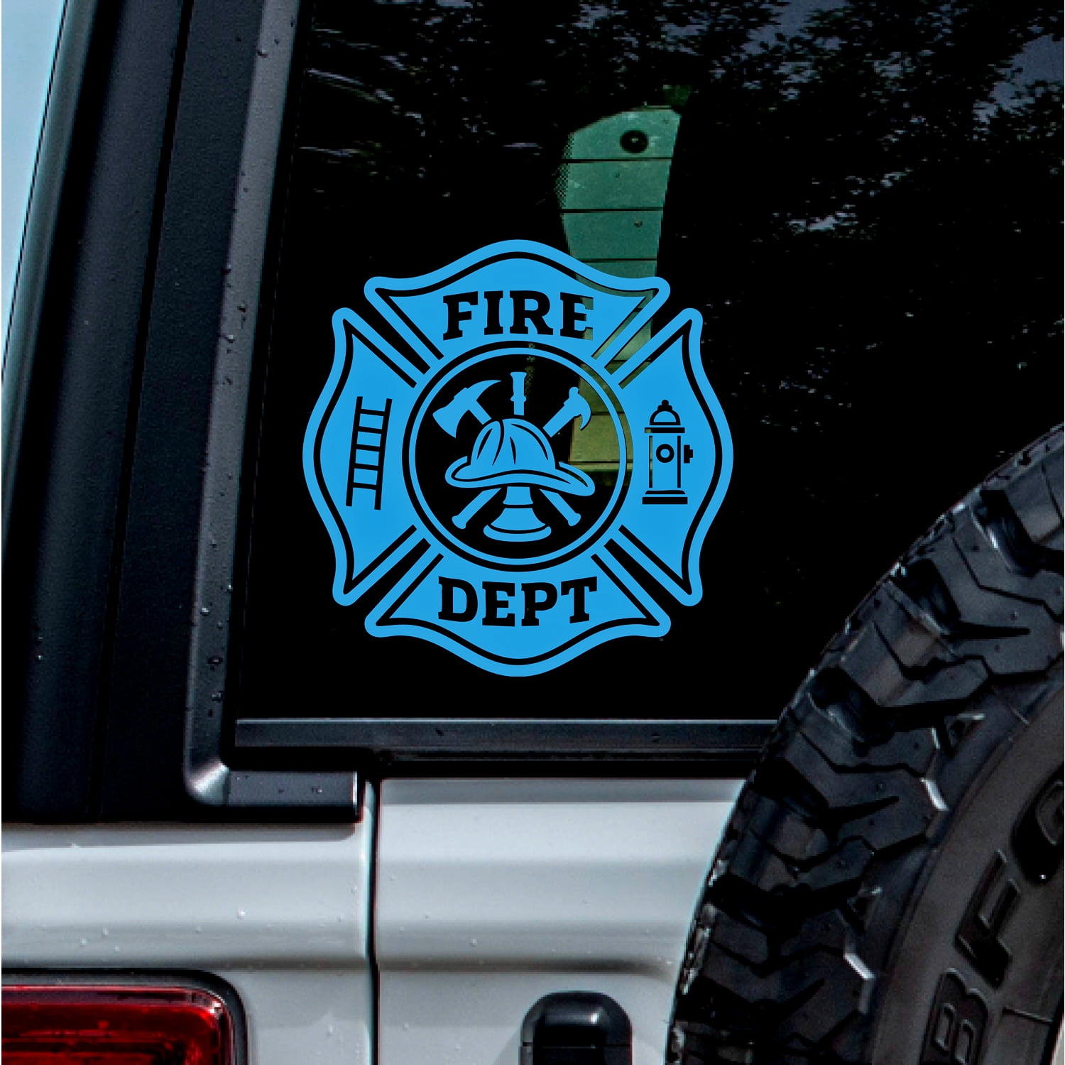 (2 Pcs Azure Blue, 3.8'' x 3.9'') - Vinyl Sticker Decal -