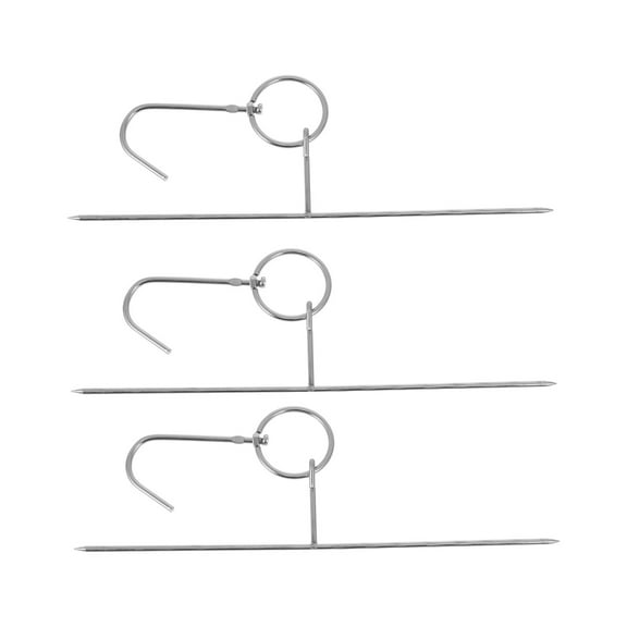 2 Pcs BBQ Pork Rings Wear-resistant Bacon Ham Hooks Meat Barbecue Fork Stainless Steel Hanging