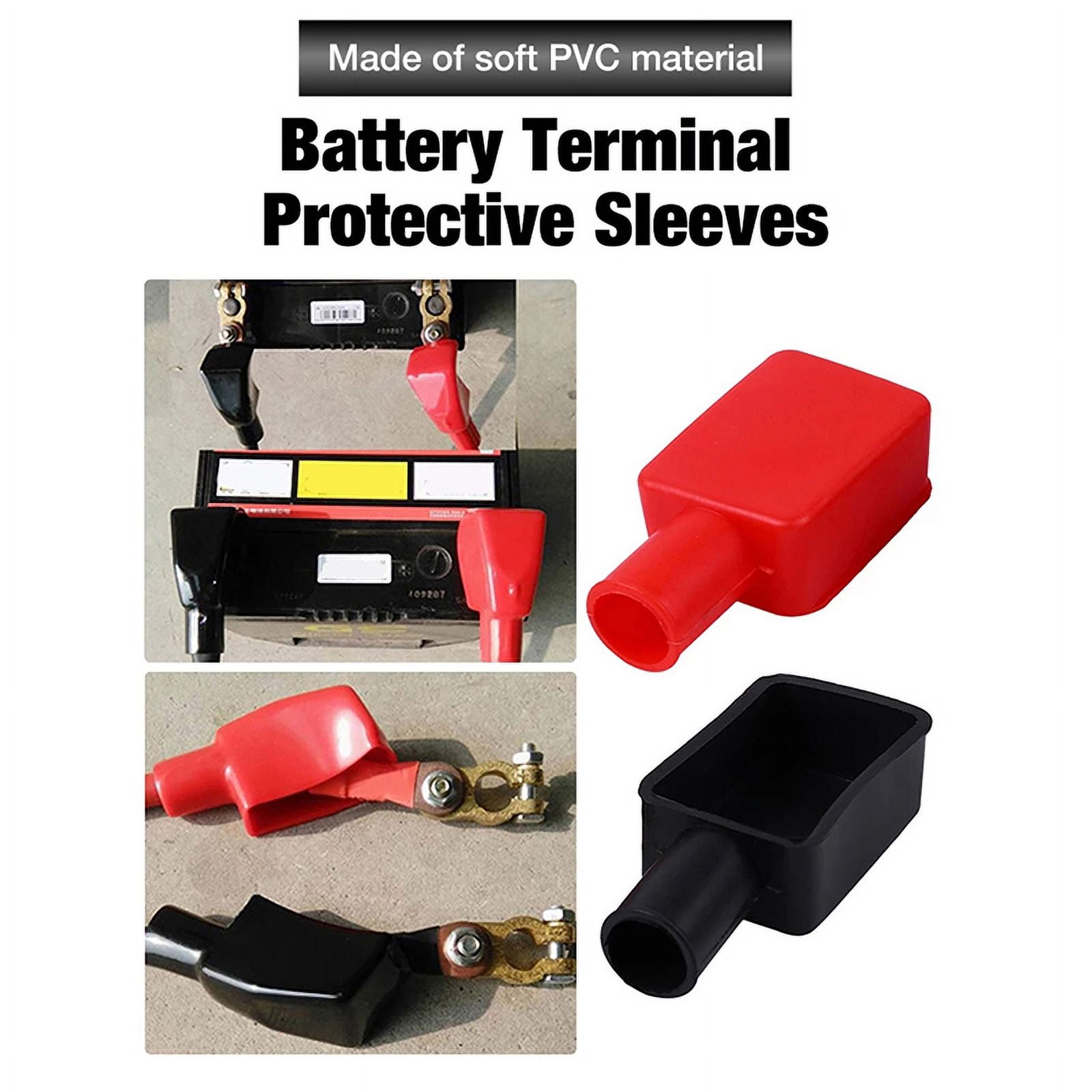 2 Pcs BLack+Red Universal Car Battery Terminal Cap Negative Positive