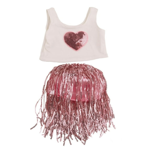 2 Pcs Baby Doll Clothes Set for 18 Inch Babydolls Girls, Heart Glitter Baby Doll Accessories with Dolls Sequin Skirt for Bitty Babydolls Girl Outfits for 18 Inch Girl Doll