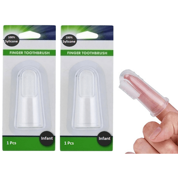 2/Pcs Baby Finger Toothbrush Silicone Infant Finger Cleaning Massager Brush for Teeth & Gums