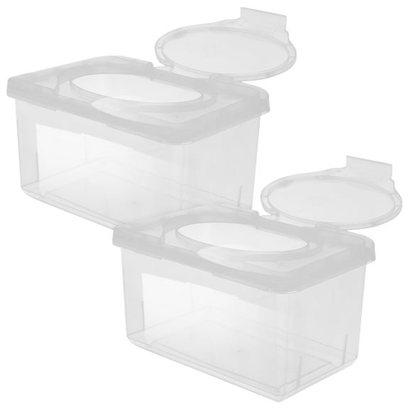 2 Pcs Baby Wipes Box Case Container Portable Wet Dispenser Clear Diaper Bag Travel for Adults Holder Tissue Pp Office