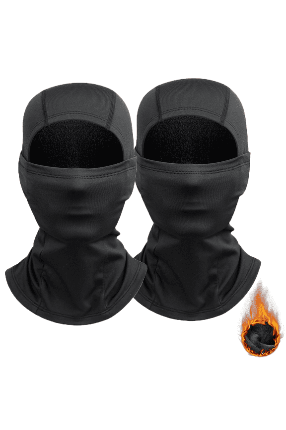 2 Pcs Balaclava Ski Mask, Face Mask for Man Woman with Fleece Lining for Winter Cold Weather Skiing, Snowboarding, Cycling, Motorcycle, UV Protection with Neck Gaiter, Black