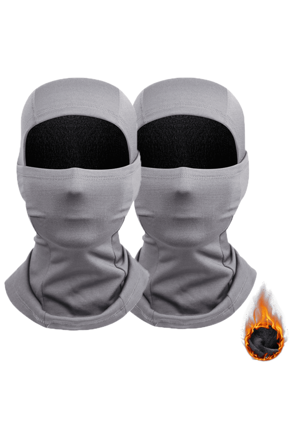 2 Pcs Balaclava Ski Mask, Face Mask for Man Woman with Fleece Lining for Winter Cold Weather Skiing, Snowboarding, Cycling, Motorcycle, UV Protection with Neck Gaiter, Gray