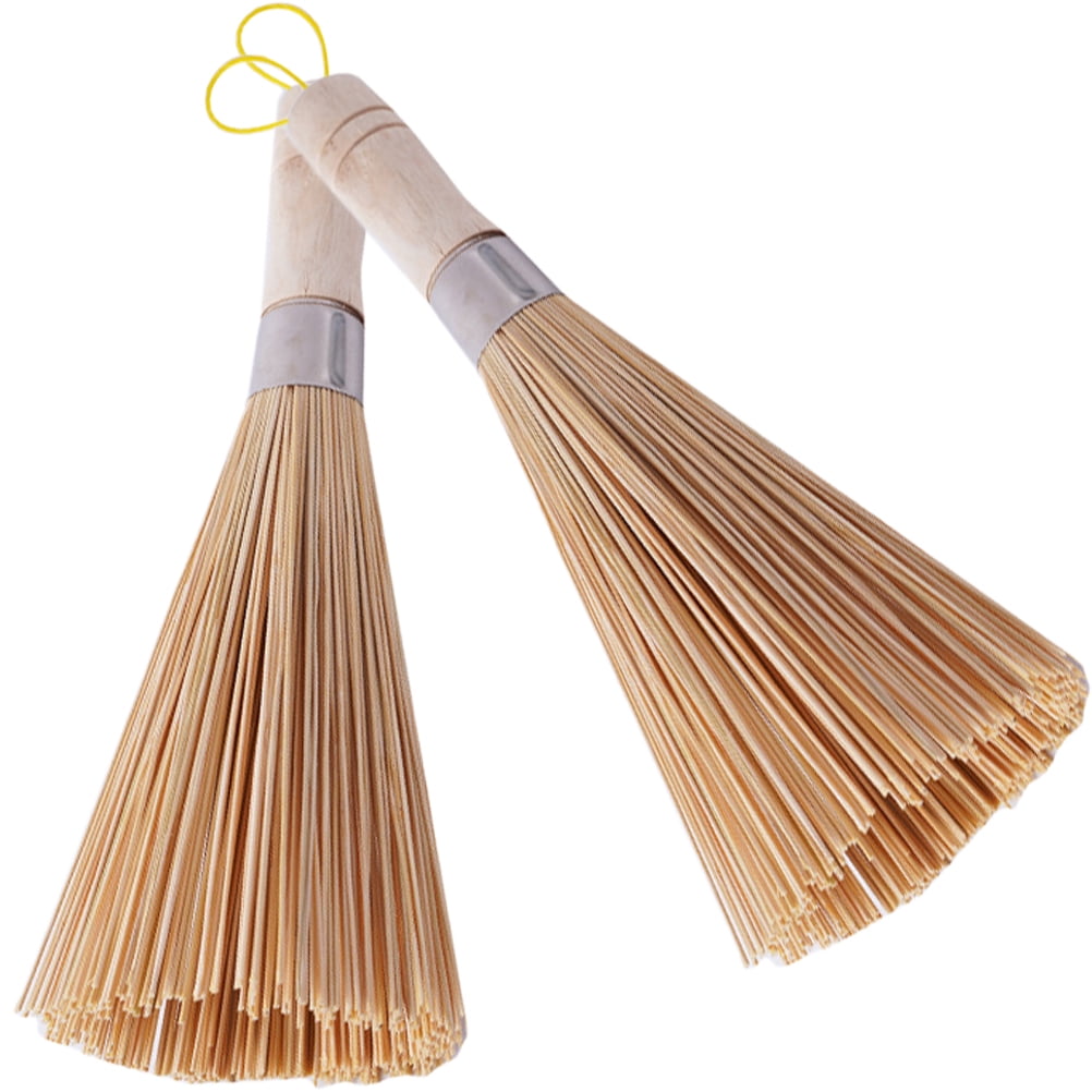 2 Pcs Bamboo Scrub Brush Natural Dish Wok Accessories Vegetables