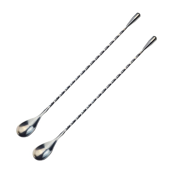 2 Pcs Stainless Steel Cocktail Mixing Spoon with Long Handle Spiral Pattern Bar Cocktail Shaker Spoon Bar Spoon Cocktail Mixing Stirrers for Drink, 7.87x1.1 Inch, Silver