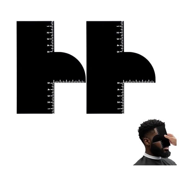 2 Pcs Barber Enhancement Card, T-Shape Hairline & Beard Shaping Tool with Measurement Markers, Reusable Black Shape Up Card for Precise Edge Lining