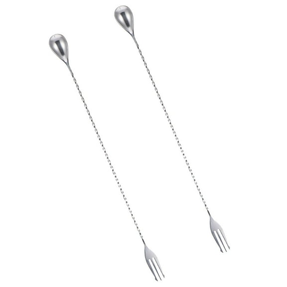2 Pcs Bartending Spoon Stir Sticks for Coffee Drinks Beverages 304 Stainless Steel