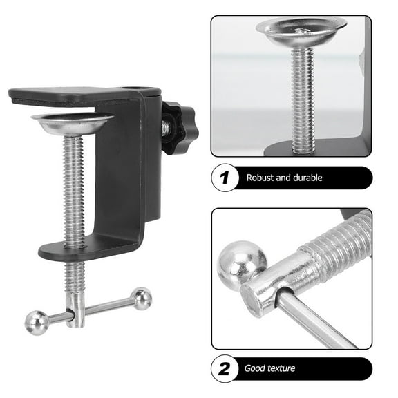 2-Pack Metal L-Clamp Table Mounting Brackets, L-Shape Cantilever Base Clamps with Retaining Clips for Secure Fixing