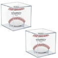 thumbnail image 1 of 2 Pcs Baseball Display Case, UV Protected Acrylic Cube Baseball Holder Square Clear Box, Memorabilia Autograph Display Ball, Protect Display Storage Sports Official Baseball Autograph Display Case, 1 of 7