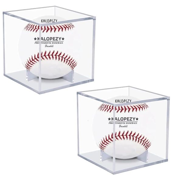 2 Pcs Baseball Display Case, UV Protected Acrylic Cube Baseball Holder Square Clear Box, Memorabilia Autograph Display Ball, Protect Display Storage Sports Official Baseball Autograph Display Case