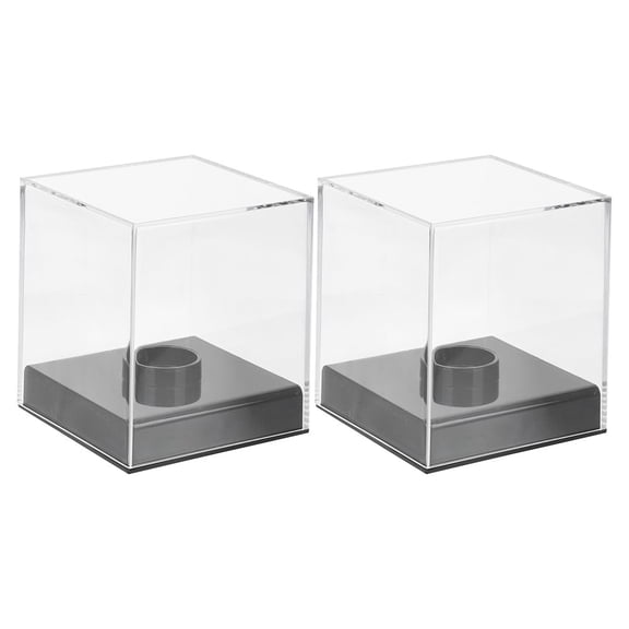 COMPUKAS 2Pcs Clear Baseball Display Case Cube Holder Countertop Storage Box Showcase for Collectibles and Toys