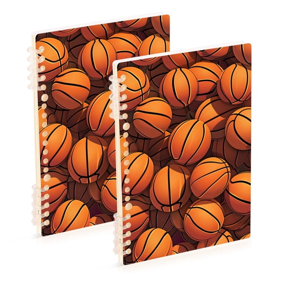 2 Pcs Basketballs Spiral Notebooks 60 Sheets 120 Pages A5 Journal Notepad 8.3x5.7 Inch Thick Adjustable College Ruled Paper