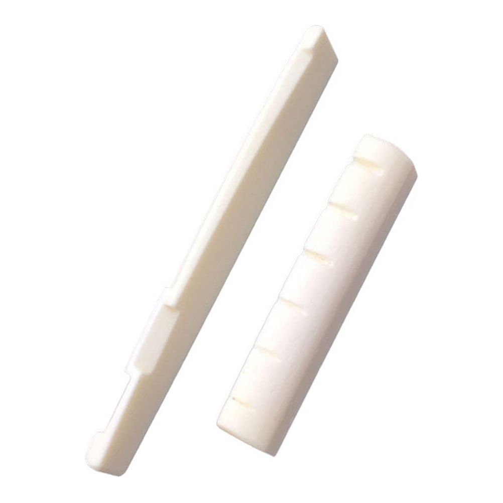 2 Pcs Bass Guitar Acoustic Saddle Nut PreSlotted Bone Replacement Nuts