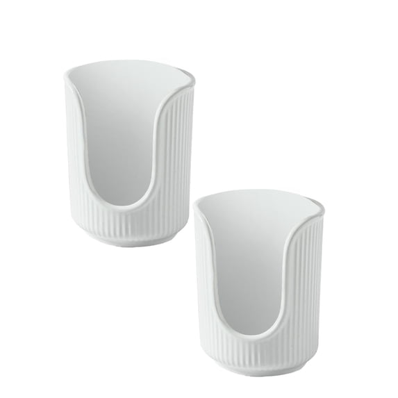 2 Pcs Bathroom Cup Holder - Plastic Cup Dispenser for Bathroom Vanity Countertop - Small Paper Cup Dispenser for Mouthwash Cups & Bathroom Cups, 3.55x4 Inch, White