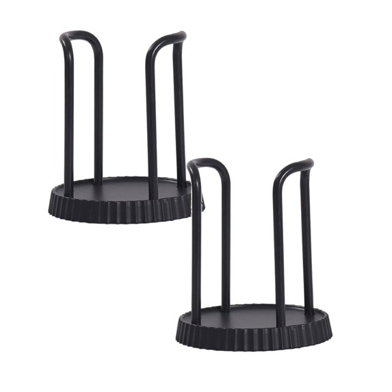 2 Pcs Bathroom Cups Dispensers, Plastic Mouthwash Cups Storage Holder, Small Mouthwash Rinsing Cups Holder for Bathroom Vanity Sink Countertop, 5.2x3.1 Inch, Black