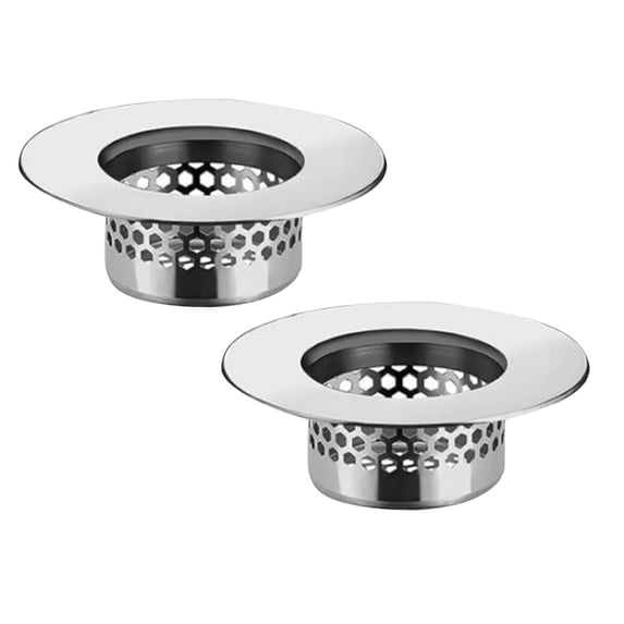 2 Pcs Bathroom Drain Strainers, Stainless Steel Filter Traps, Universal Hair Catcher Sink Plugs, Durable Bath Drain Cover Baskets for Bathroom Laundry Sink Floor Drain Hole, 1.7"x1.1"x1.97", Silver