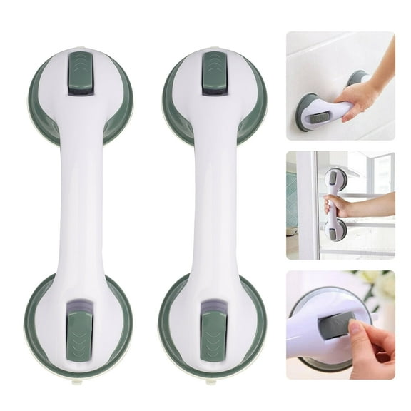 2 Pcs Bathroom Shower Grab Bars, DISEN 12'' Shower Handle, Safety Anti-Slip Bath Grip Hand Rail, Strong Hold Suction Bathroom Shower Support Balance Grip Bar for Elderly, Seniors