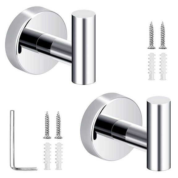 2 Pcs Bathroom Towel Hook Coat Hook Robe Hook 304 Stainless Steel Wall Mounted Door Hanger Heavy Duty Towel Wall Hanger for Bathroom Hotel Kitchen