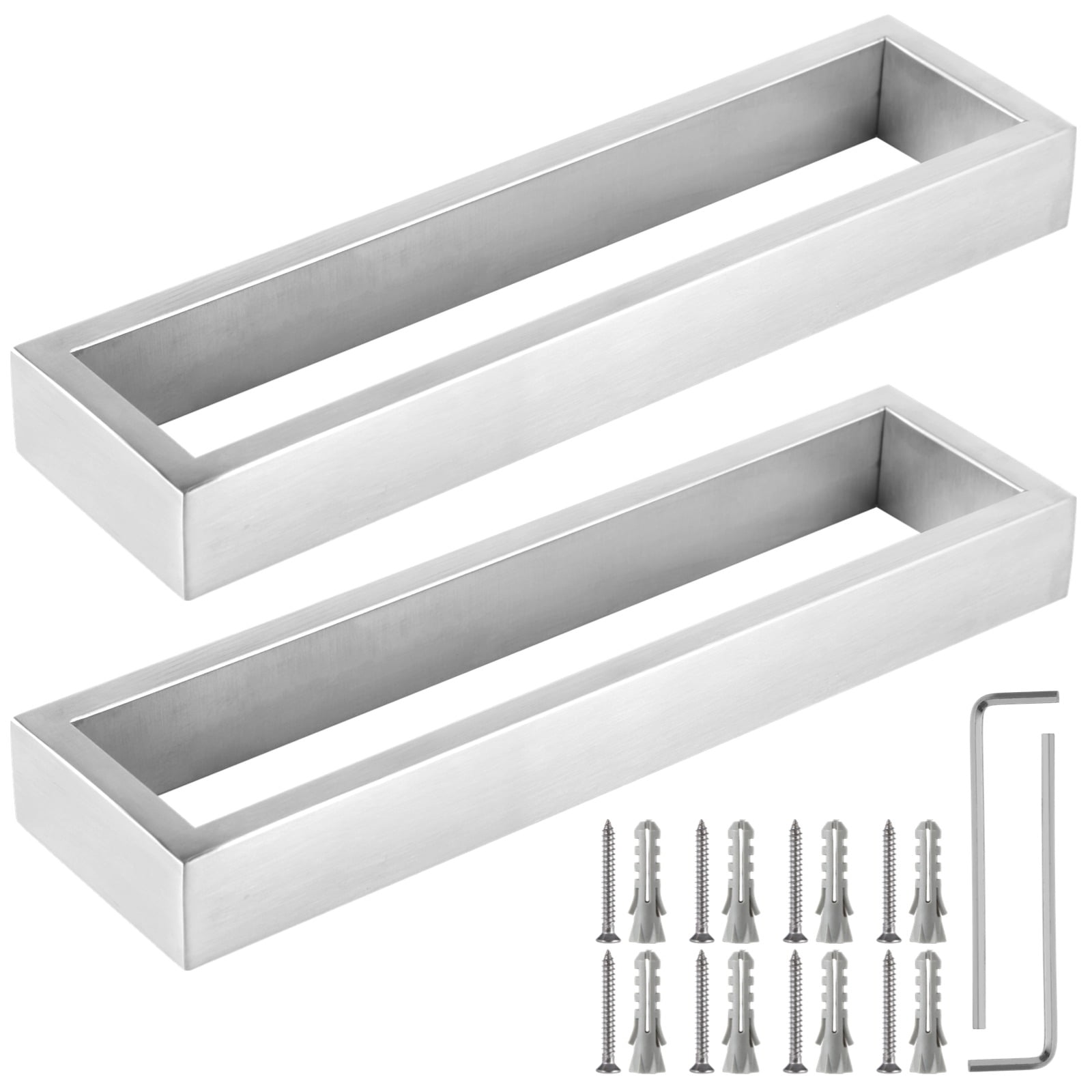 Small Rectangular Hand Towel Rack 2 Pcs Bathroom Towel Rings, Square Brushed Towel Holders, Wall Mounted ...