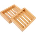 2 Pcs Bathroom Wooden Soap Cases Slotted Draining Rack Soap Holders for