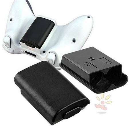 (2 Pcs) Battery Pack Cover Shell for Xbox 360 Game Controller (Black)
