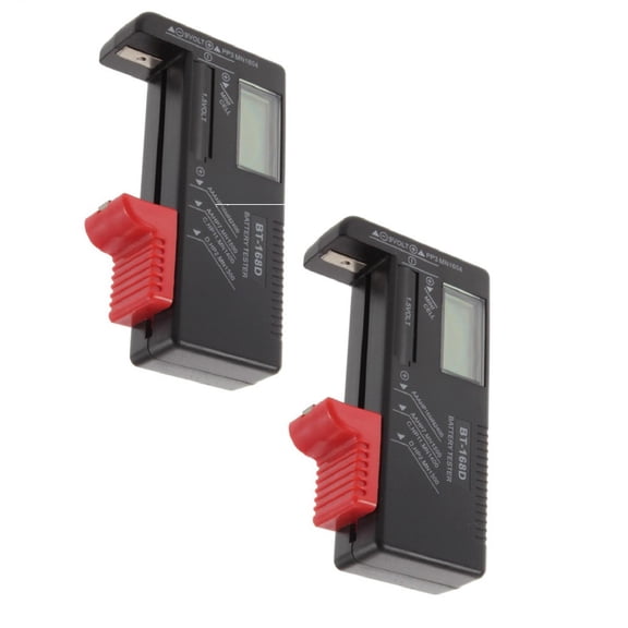 2 Pcs Battery Tester Checker, Battery Tester, Universal Battery Checker Model BT-168, Small Electrical Equipment, Battery Tester for Home AA AAA C D 9V 1.5V Button Cell Batteries, Black