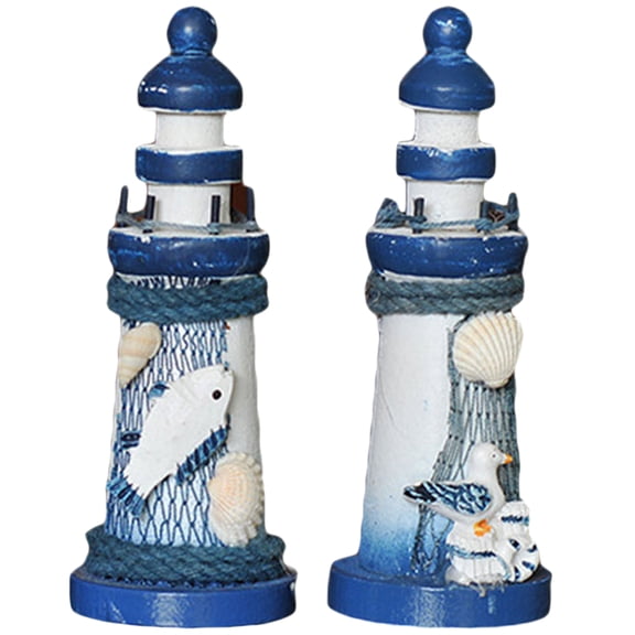 2 Pcs Beach House Decorations Mini Lighthouse Lightweight