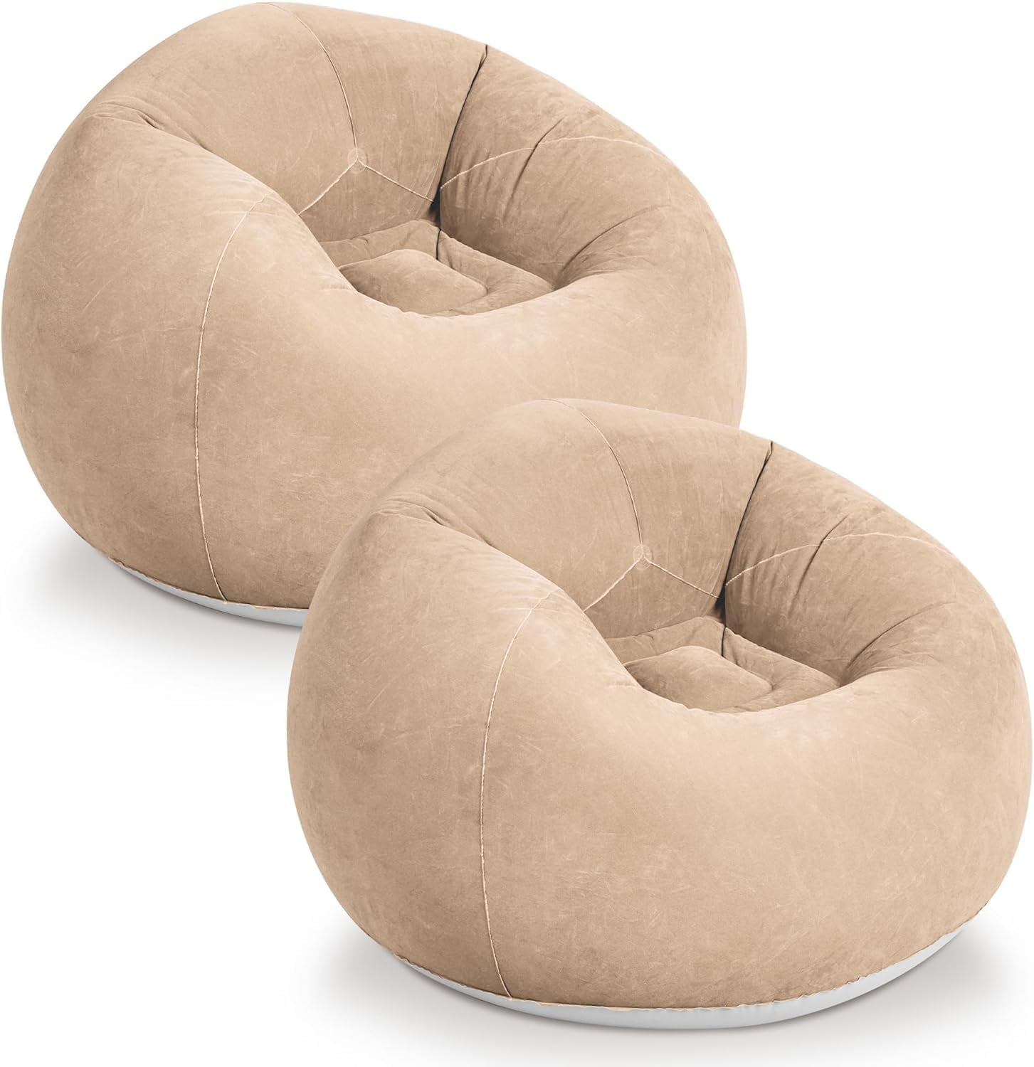 2 Pcs Bean Bag Chair for Kids Adults, Inflatable Chair, No Filler, Comfy, Suit for Dorm Gaming Room Indoor Outdoor, 2 Beige