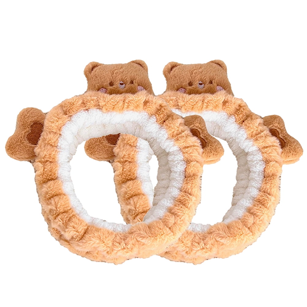 2 Pcs Bear Face Wash Headband Animals Adult Spa Headbands Workout for
