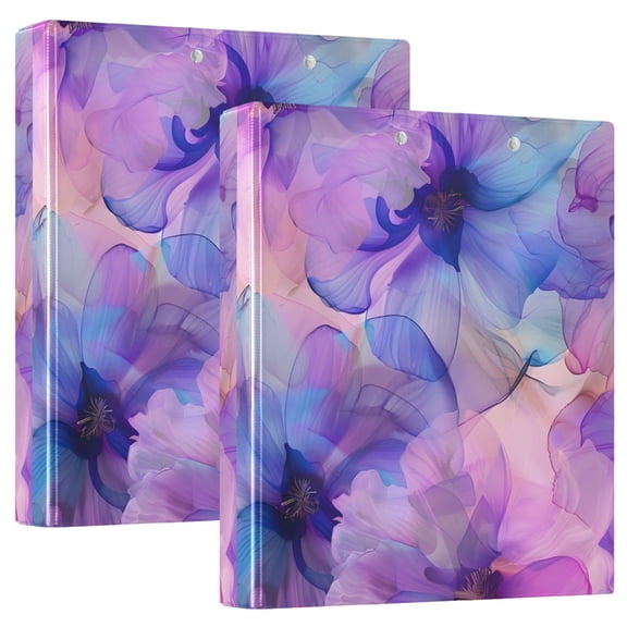 2 Pcs Beautiful Spring Flowers Hardcover 3 Ring Binder 1.5” Round Rings Binder Organizer Letter Size Paper Pockets School Office Supplies
