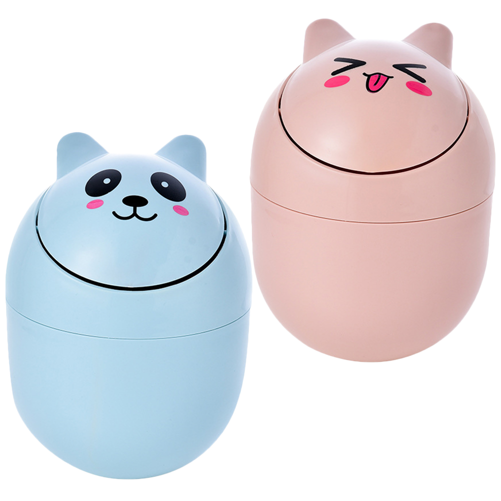2 Pcs Bedroom Cartoon Household Wastebasket (blue + Pink) Office