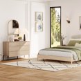 thumbnail image 1 of 2 Pcs Bedroom Set, 6 Drawer Dresser And Nightstand Set with Minimalist Reeded Design, Oak Double Dresser With Hidden Handles, 1 of 10
