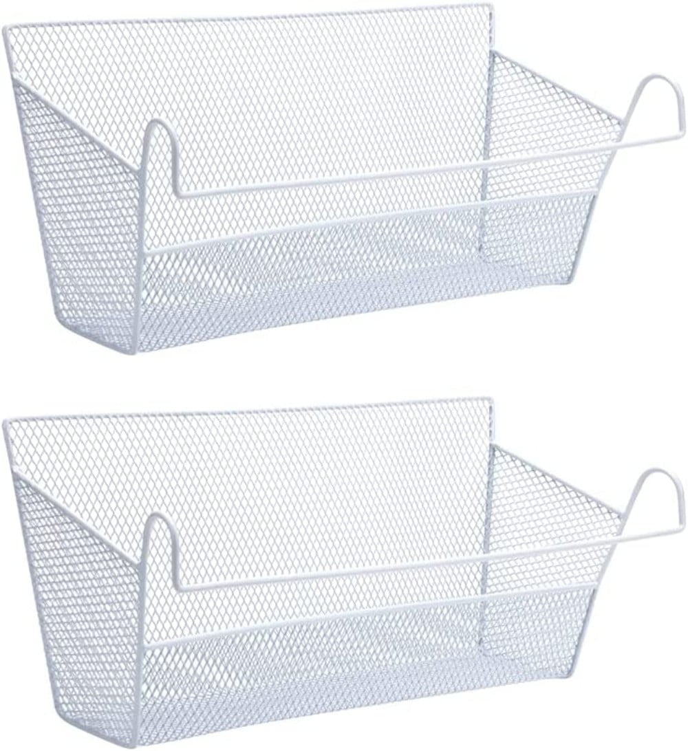 2 Pcs Bedside Storage Baskets, Dorm Room Bed Storage Basket Metal Mesh Desktop Corner Shelves