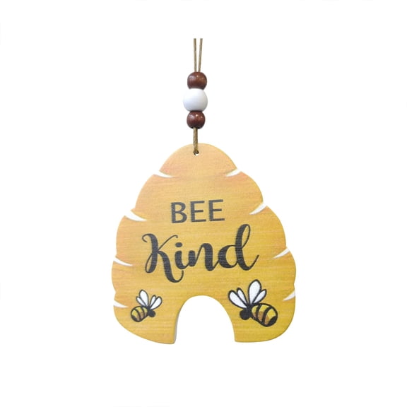 2 Pcs Bee Beehive Ornaments Wood Bumble Bees Cutouts Decorations for Tree Tree Tray Wreath Christmas Festival Bee Kind Sign Crafts Home Hanging Decor
