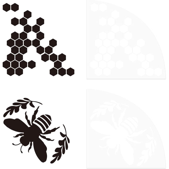 2 Pcs Bee Hive Acrylic Sleeve Stencil Plastic Painting Stencil Reusable Art Templates Print Template Reusable Bleached Shirt Acrylic Sleeve Stencil for DIY Art Craft Clothes Decor White