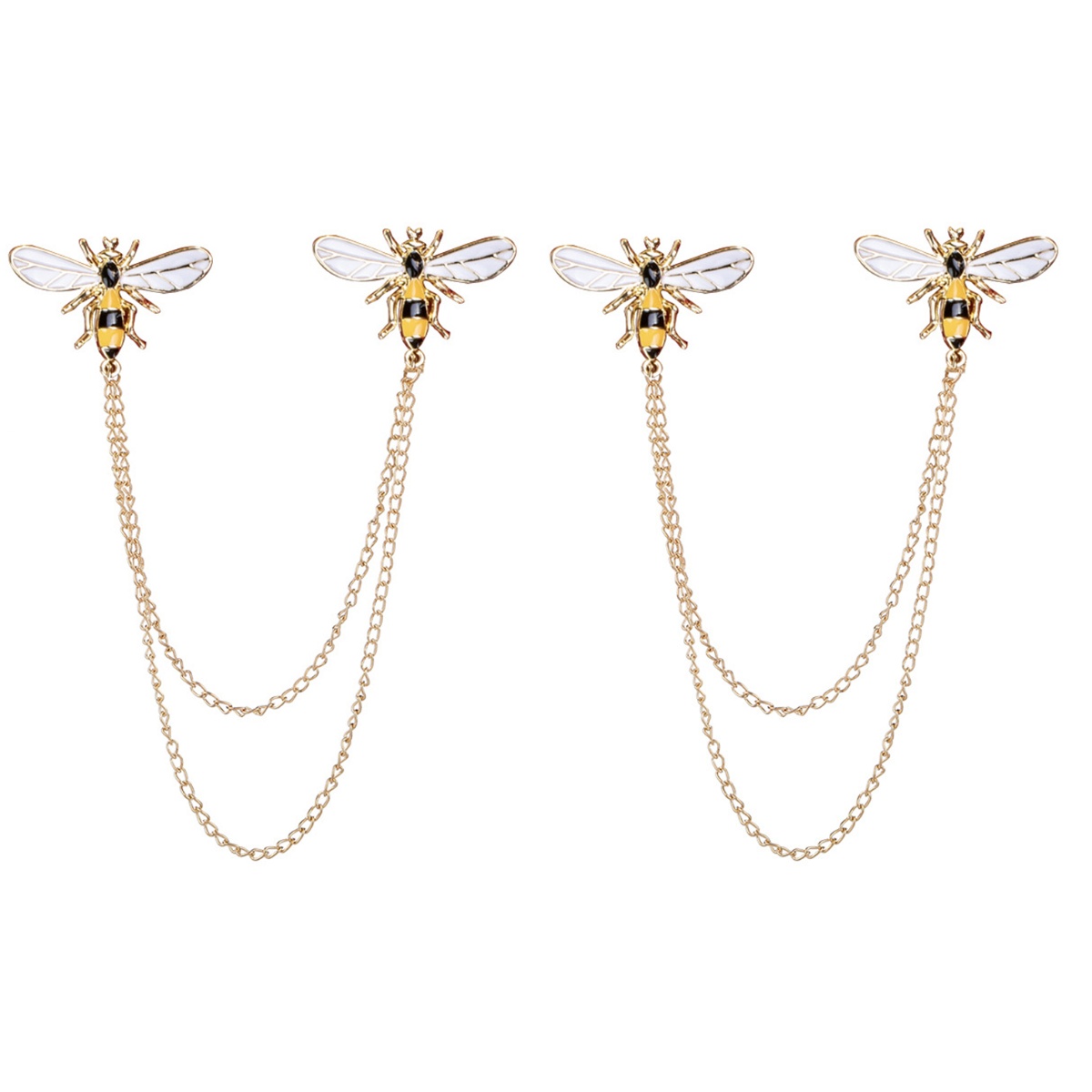 2 Pcs Bee Tassel Collar Pin Clip Brooch Woman Pattern Breast Alloy