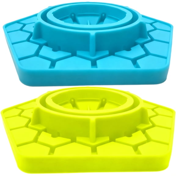 2 Pcs Bee Watering Station for Garden, Silicone Honey Bee Feeder Compatible with Mason Jar, 6.3x5.5x0.8 in, Shallow Dish, Reduced Drowning Risk, Simple Install, Grass Green & Sky Blue (Jar Excluded)