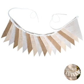 2 Pcs Beige Gradient Banner, 16 ft Triangular Flag Bunting Garlands, 18 Pennants for Party Decorations, Wedding Birthday Festivals, 5.5 x 7.08 in