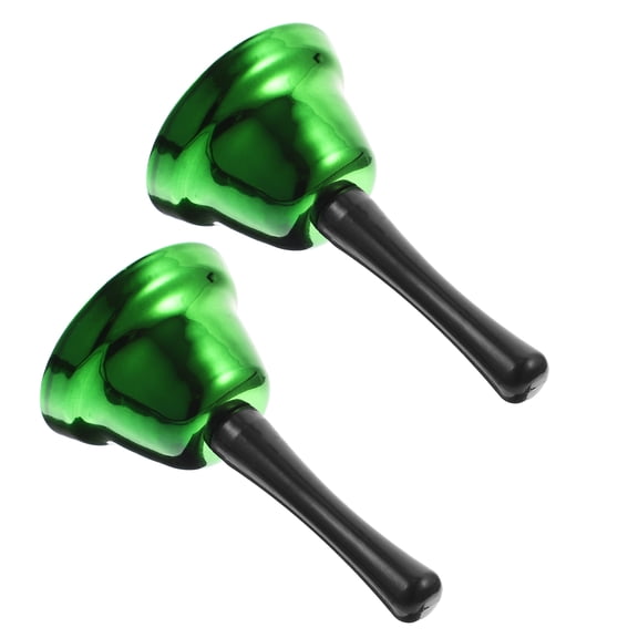 ifundom Green Iron Christmas Bell Set with Comfortable Handle, 2-Piece Festive Holiday Decoration for Home and Tree